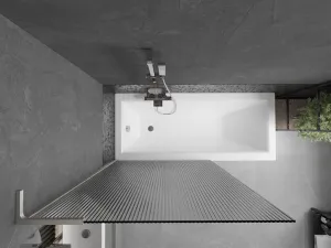 MEXEN/S - Next L vaňová zástena FIX 100 x 150, prúžky, nikel kartáčovaná 895-100-000-03-09-97