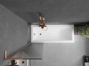 MEXEN/S - Next L vaňová zástena FIX 50 x 150, prúžky, meď kartáčovaná 895-050-000-03-09-65