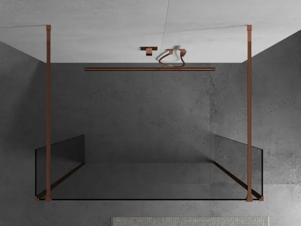MEXEN/S - Kyoto Sprchová zástena WALK-IN voľne stojaca 110 x 30 x 30, transparent, ružové zlato 800-110-030-222-60-00-030