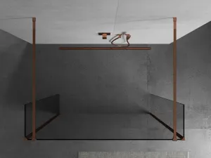 MEXEN/S - Kyoto Sprchová zástena WALK-IN voľne stojaca 110 x 30 x 30, transparent, ružové zlato 800-110-030-222-60-00-030
