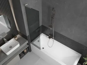 MEXEN/S - Next L vaňová zástena FIX 50 x 150, grafit, nikel kartáčovaná 895-050-000-03-40-97