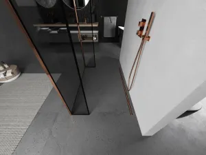 MEXEN/S - Kyoto Sprchová zástena WALK-IN voľne stojaca 110 x 30 x 30, čierna vzor, ružové zlato 800-110-030-222-60-70-030