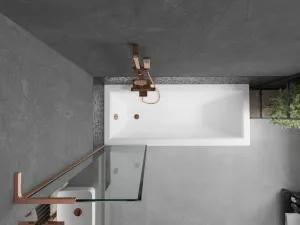 MEXEN/S - Next L vaňová zástena FIX 50 x 150, čierna vzor, meď kartáčovaná 895-050-000-03-70-65
