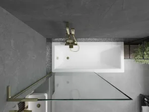 MEXEN/S - Next L vaňová zástena FIX 100 x 150, čierna vzor, zlatá 895-100-000-03-70-50