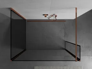 MEXEN/S - Kyoto Sprchová zástena WALK-IN 100 x 100 x 30, čierna vzor, ružové zlato 800-100-100-221-60-70-030