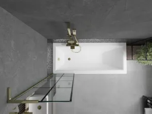 MEXEN/S - Next L vaňová zástena FIX 50 x 150, čierna vzor, zlatá 895-050-000-03-77-50