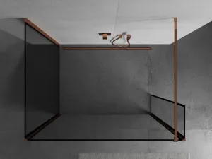 MEXEN/S - Kyoto Sprchová zástena WALK-IN 100 x 80 x 30, čierna vzor, ružové zlato 800-100-080-221-60-70-030