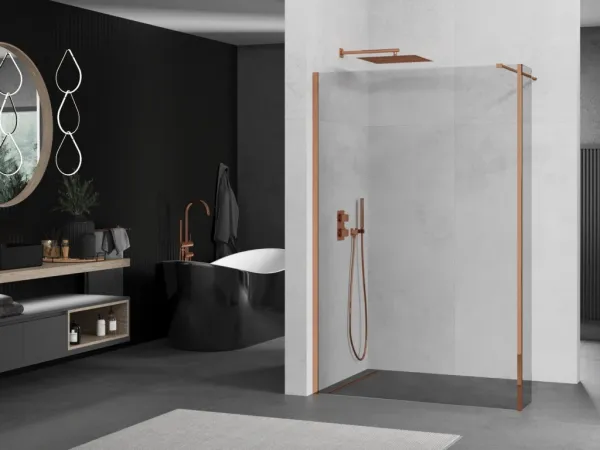 MEXEN/S - Kyoto Sprchová zástena WALK-IN 110 x 30, transparent, ružové zlato 800-110-212-60-00-030