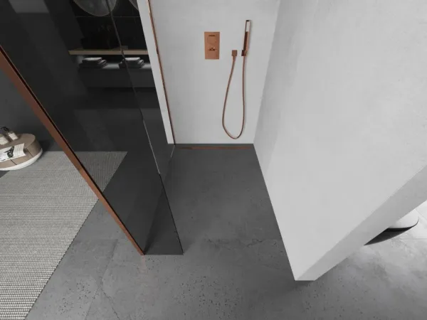 MEXEN/S - Kyoto Sprchová zástena WALK-IN 110 x 30, transparent, ružové zlato 800-110-212-60-00-030