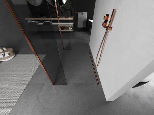 MEXEN/S - Kyoto Sprchová zástena WALK-IN voľne stojaca 110 x 30 x 30, transparent, ružové zlato 800-110-030-222-60-00-030