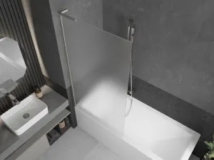 MEXEN/S - Next L vaňová zástena FIX 90 x 150, dekor, nikel kartáčovaná 895-090-000-03-30-97