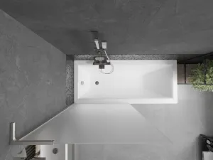 MEXEN/S - Next L vaňová zástena FIX 90 x 150, dekor, nikel kartáčovaná 895-090-000-03-30-97