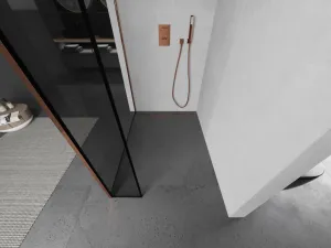 MEXEN/S - Kyoto Sprchová zástena WALK-IN 120 x 30, čierna vzor, ružové zlato 800-120-212-60-70-030