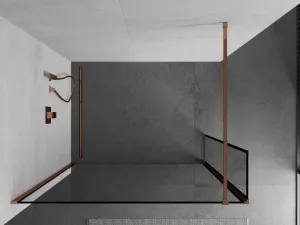 MEXEN/S - Kyoto Sprchová zástena WALK-IN 110 x 30, čierna vzor, ružové zlato 800-110-212-60-70-030