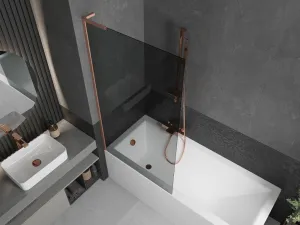 MEXEN/S - Next L vaňová zástena FIX 90 x 150, grafit, meď kartáčovaná 895-090-000-03-40-65