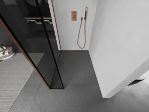 MEXEN/S - Kyoto Sprchová zástena WALK-IN 110 x 30, čierna vzor, ružové zlato 800-110-212-60-70-030