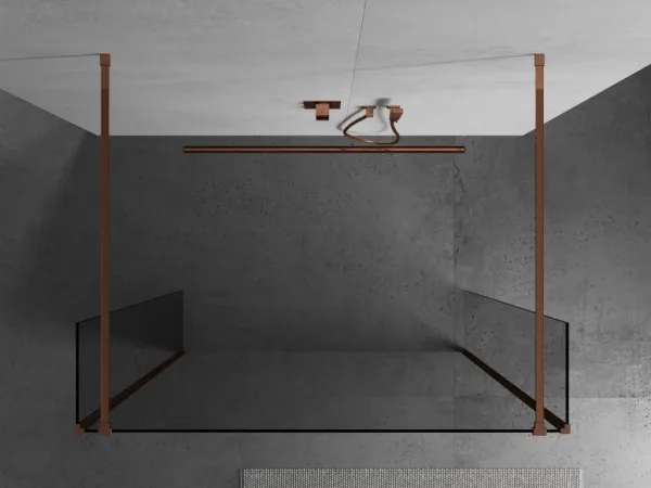 MEXEN/S - Kyoto Sprchová zástena WALK-IN voľne stojaca 125 x 30 x 30, transparent, ružové zlato 800-125-030-222-60-00-030