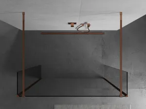 MEXEN/S - Kyoto Sprchová zástena WALK-IN voľne stojaca 125 x 30 x 30, transparent, ružové zlato 800-125-030-222-60-00-030