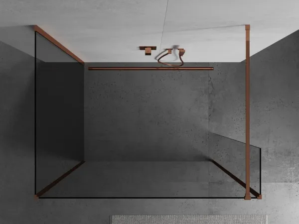 MEXEN/S - Kyoto Sprchová zástena WALK-IN 110 x 80 x 30, transparent, ružové zlato 800-110-080-221-60-00-030