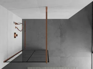 MEXEN/S - KIOTO Sprchová zástena WALK-IN 90x200 cm 8 mm, růžové zlato, čierny vzor 1 800-090-101-60-77