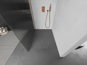 MEXEN/S - Kioto Sprchová zástena WALK-IN 120 x 200, prúžky 8 mm, růžové zlato 800-120-101-60-09