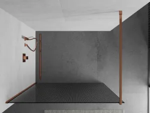 MEXEN/S - Kioto Sprchová zástena WALK-IN 120 x 200, prúžky 8 mm, růžové zlato 800-120-101-60-09