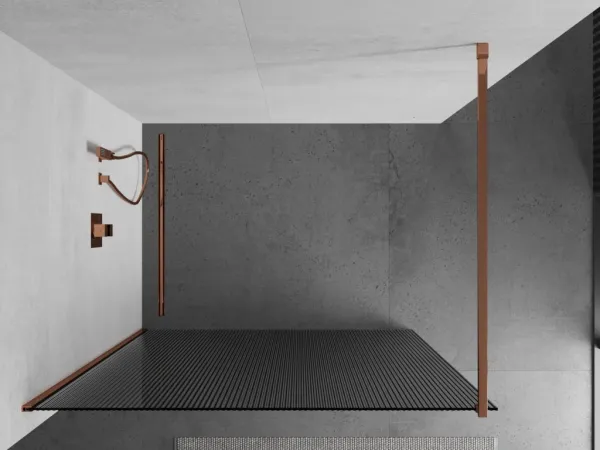 MEXEN/S - Kioto Sprchová zástena WALK-IN 110 x 200, prúžky 8 mm, růžové zlato 800-110-101-60-09