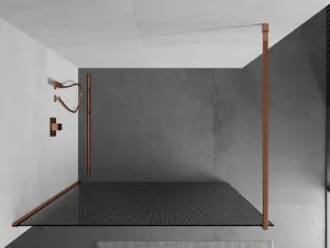 MEXEN/S - Kioto Sprchová zástena WALK-IN 110 x 200, prúžky 8 mm, růžové zlato 800-110-101-60-09