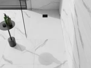 MEXEN/S - Stone+ obdĺžniková sprchová vanička 120 x 80, biela, mriežka čierna 44108012-B