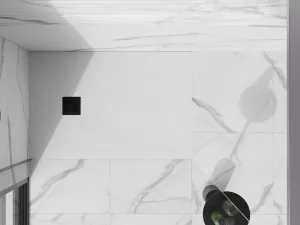 MEXEN/S - Stone+ obdĺžniková sprchová vanička 120 x 80, biela, mriežka čierna 44108012-B