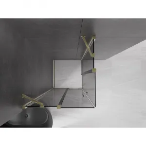MEXEN/S - Velar Duo sprchovací kút, posuvné dvere 80 x 80, grafit, zlato 871-080-080-42-50
