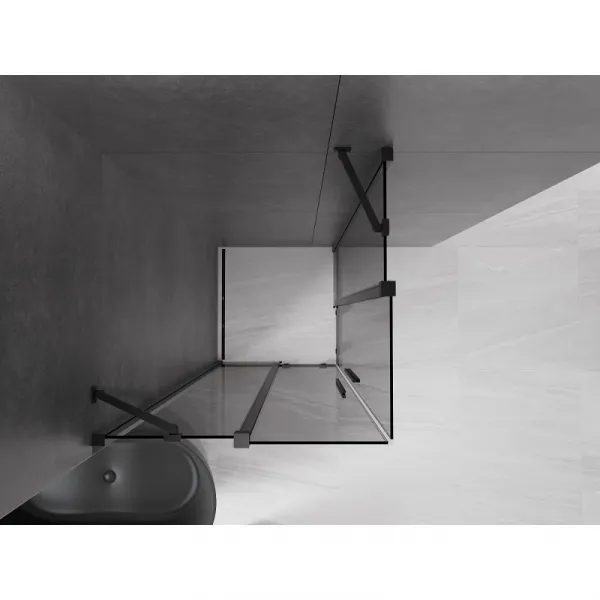 MEXEN/S - Velar Duo sprchovací kút, posuvné dvere 80 x 80, grafit, čierna 871-080-080-42-70