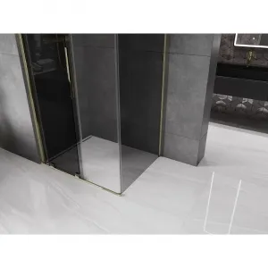 MEXEN/S - Velár sprchovací kút, posuvné dvere 100 x 70, grafit, zlato 871-100-070-41-50
