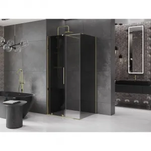 MEXEN/S - Velár sprchovací kút, posuvné dvere 100 x 85, grafit, zlato 871-100-085-41-50