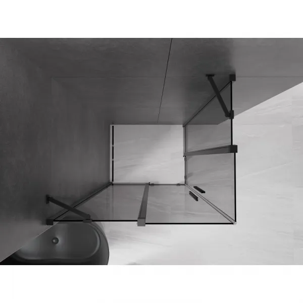 MEXEN/S - Velar Duo sprchovací kút, posuvné dvere 90 x 80, grafit, čierna 871-090-080-42-70