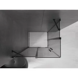 MEXEN/S - Velar Duo sprchovací kút, posuvné dvere 90 x 80, grafit, čierna 871-090-080-42-70