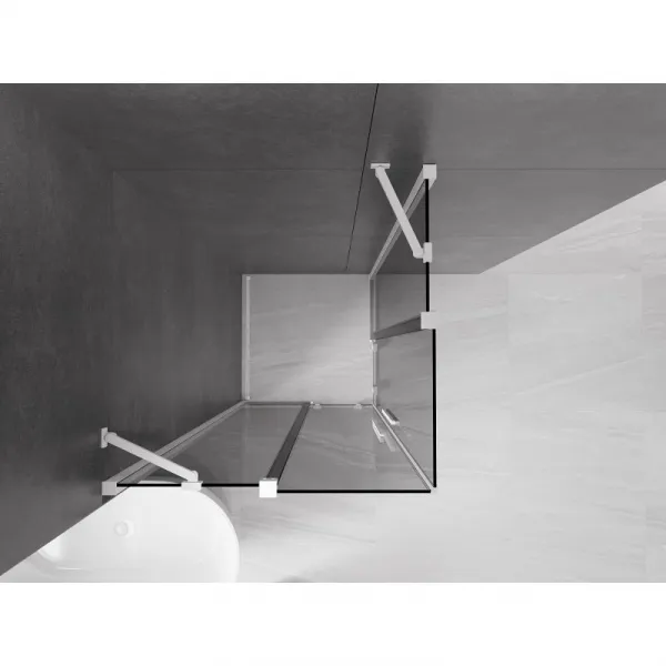 MEXEN/S - Velar Duo sprchovací kút, posuvné dvere 80 x 80, grafit, biela 871-080-080-42-20