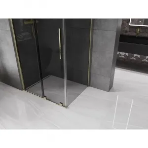 MEXEN/S - Velár sprchovací kút, posuvné dvere 90 x 85, grafit, zlato 871-090-085-41-50