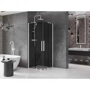 MEXEN/S - Velar Duo sprchovací kút, posuvné dvere 80 x 80, grafit, biela 871-080-080-42-20