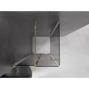 MEXEN/S - Velár sprchovací kút, posuvné dvere 100 x 100, grafit, zlato 871-100-100-41-50