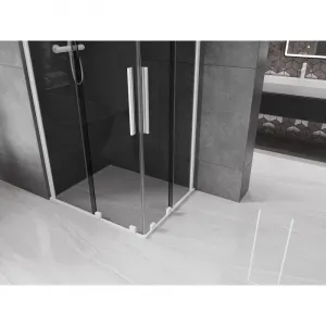 MEXEN/S - Velar Duo sprchovací kút, posuvné dvere 90 x 80, grafit, biela 871-090-080-42-20