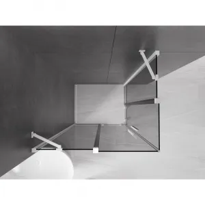 MEXEN/S - Velar Duo sprchovací kút, posuvné dvere 90 x 80, grafit, biela 871-090-080-42-20
