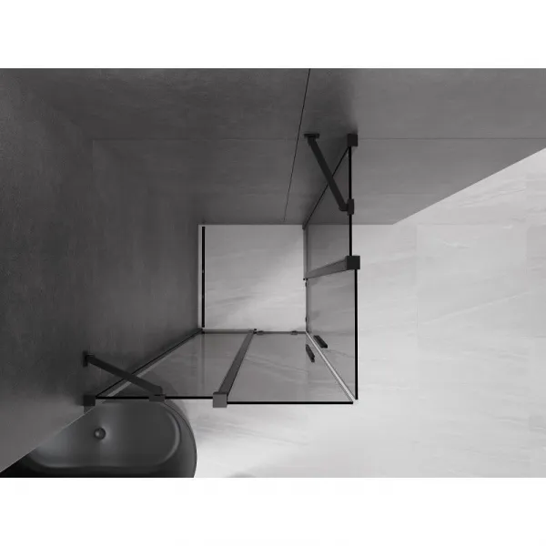 MEXEN/S - Velar Duo sprchovací kút, posuvné dvere 90 x 90, grafit, čierna 871-090-090-42-70