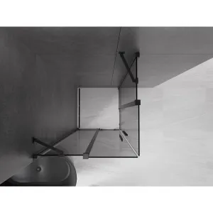 MEXEN/S - Velar Duo sprchovací kút, posuvné dvere 90 x 90, grafit, čierna 871-090-090-42-70