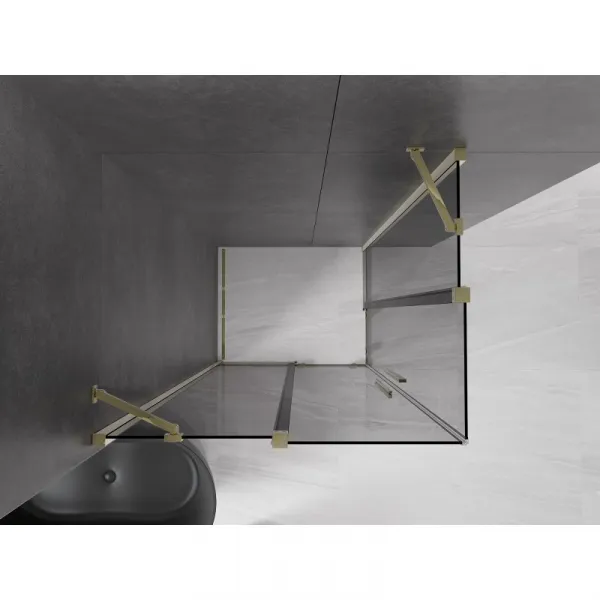 MEXEN/S - Velar Duo sprchovací kút, posuvné dvere 90 x 80, grafit, zlato 871-090-080-42-50
