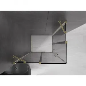 MEXEN/S - Velar Duo sprchovací kút, posuvné dvere 90 x 80, grafit, zlato 871-090-080-42-50