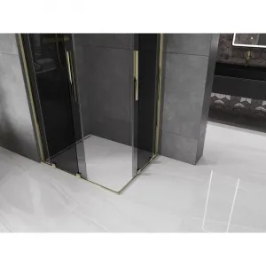 MEXEN/S - Velar Duo sprchovací kút, posuvné dvere 100 x 90, grafit, zlato 871-100-090-42-50