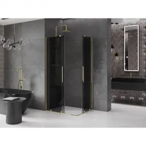 MEXEN/S - Velar Duo sprchovací kút, posuvné dvere 100 x 90, grafit, zlato 871-100-090-42-50