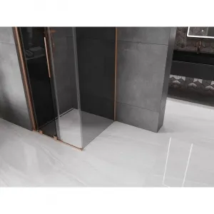 MEXEN/S - Velár sprchovací kút, posuvné dvere 90 x 90, grafit, meď kartáčovaná 871-090-090-41-65