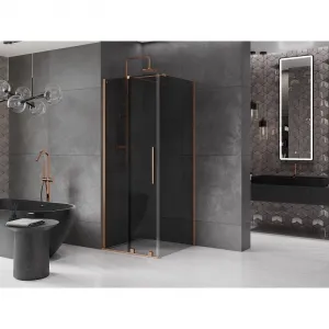 MEXEN/S - Velár sprchovací kút, posuvné dvere 90 x 90, grafit, meď kartáčovaná 871-090-090-41-65